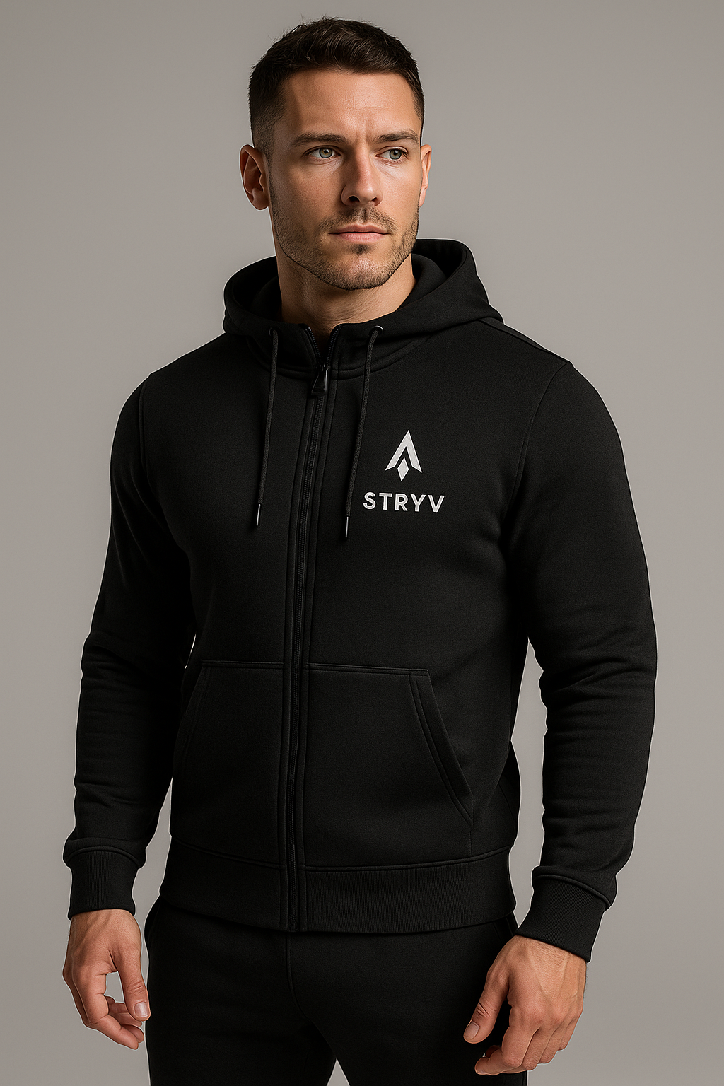 STRYVE Performance Zip Hoodie Heren DEEP-BLACK